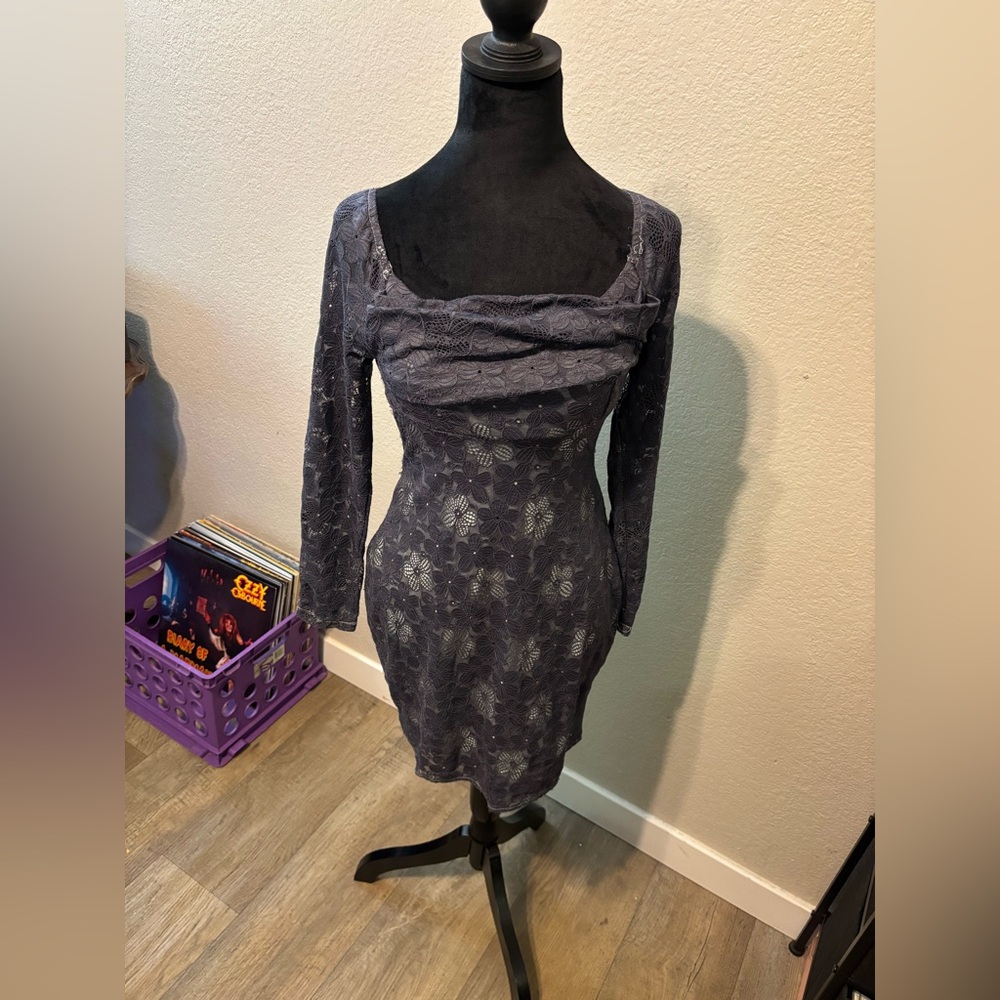 Chic Floral Lace Long Sleeve Dress
